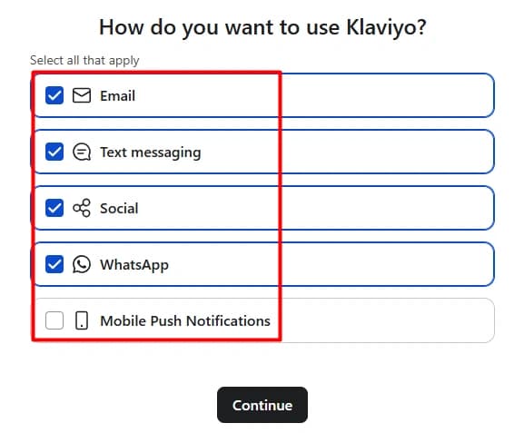 Klaviyo channel setup